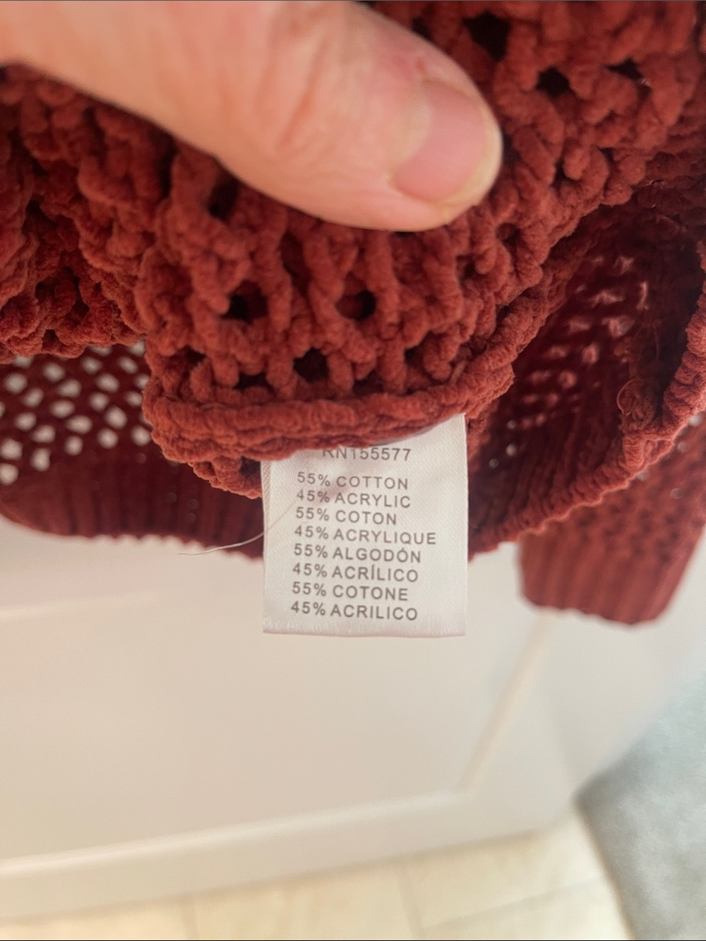 Miracle Rust Open-Weave Chenille Tie-Neck Pullover - Picture 5 of 10
